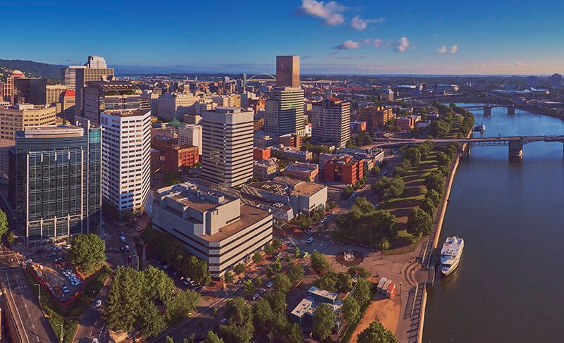 An arial view of the City of Portland