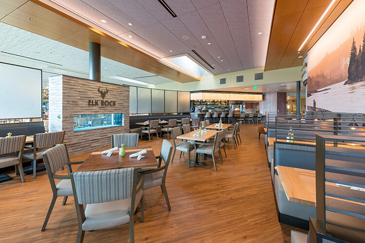 Elk Rock dining room with modern architecture and open space