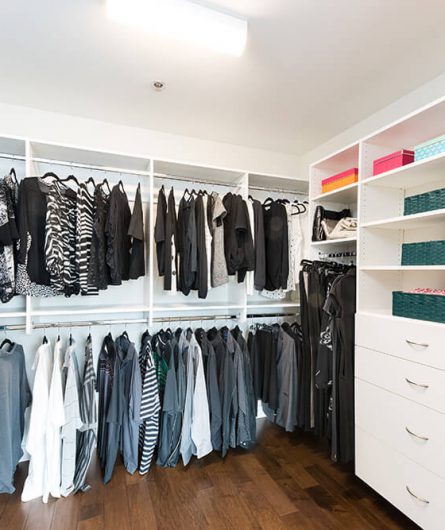 An oversized walk-in closet in a Balcony Home