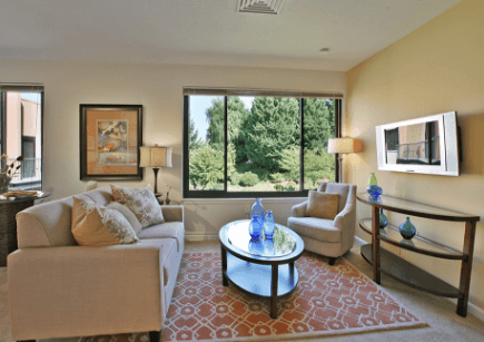 Living room in a Plaza apartment