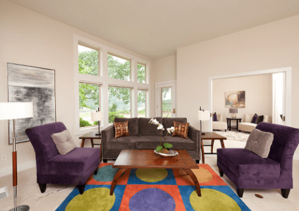 Living room space in a River Ridge Home