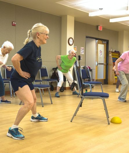 A group fitness class at Willamette View