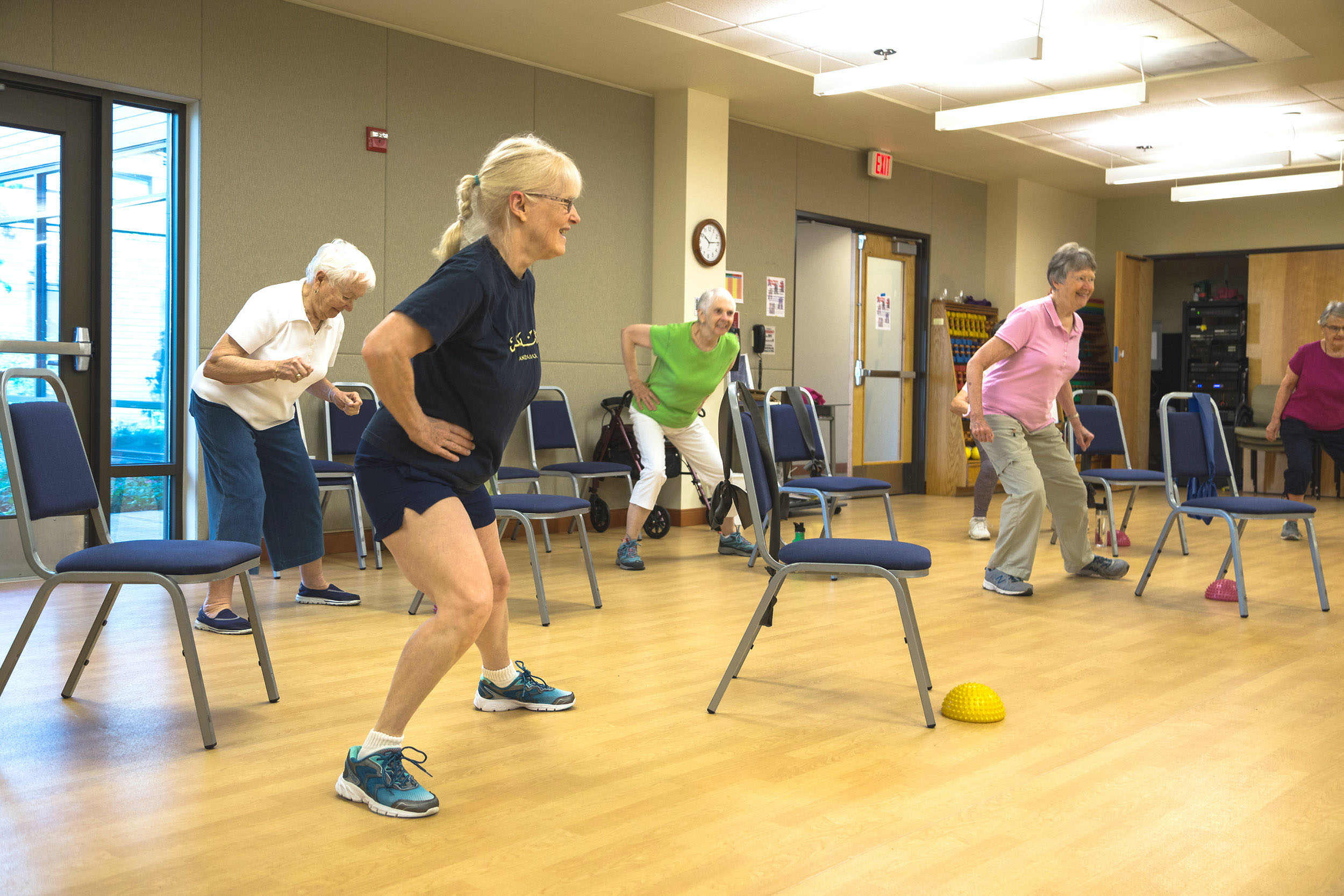 A group fitness class at Willamette View