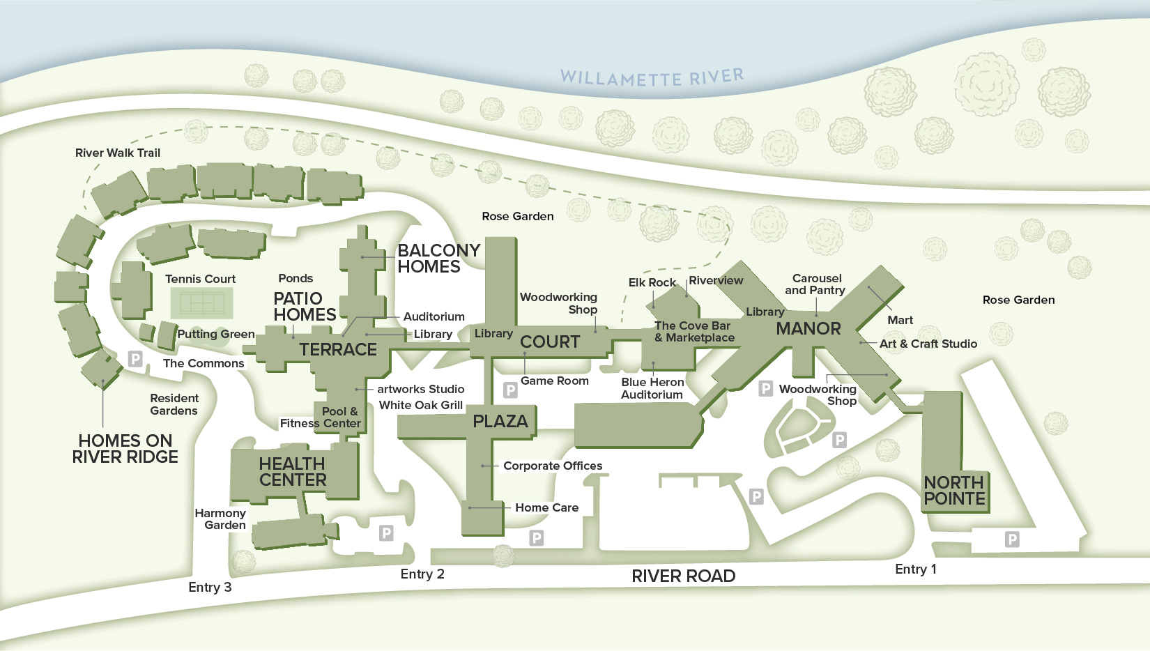 map of Willamette View campus